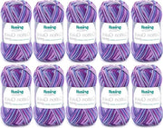 Filato di Cotone per Maglia Rapida - Colore Vivace, Certificato Oeko-Tex - Uva Multicolore - 50 g/125 m
