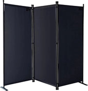 Divisore a tre pannelli per stanza - Nero - Ripiegabile - 170 x 165 cm