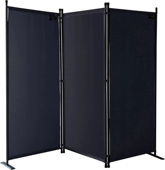 Divisore a tre pannelli per stanza - Nero - Ripiegabile - 170 x 165 cm