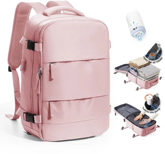 Zaino a vuoto a sacco a mano per donne, zaino a vuoto con sistema di compressione per viaggi, zaino a vuoto per viaggi con pompa impermeabile per uomini