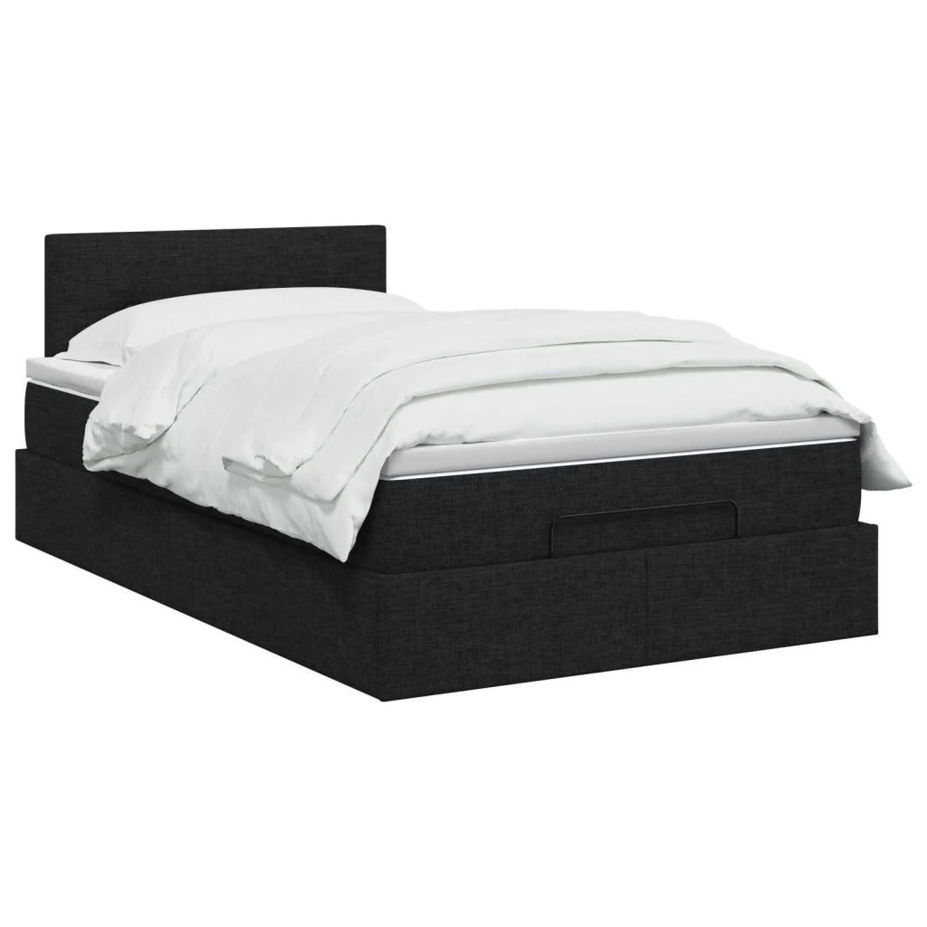 Letto Ottomano con Materasso e LED Nero 120 x 190 cm Tessuto 3458057