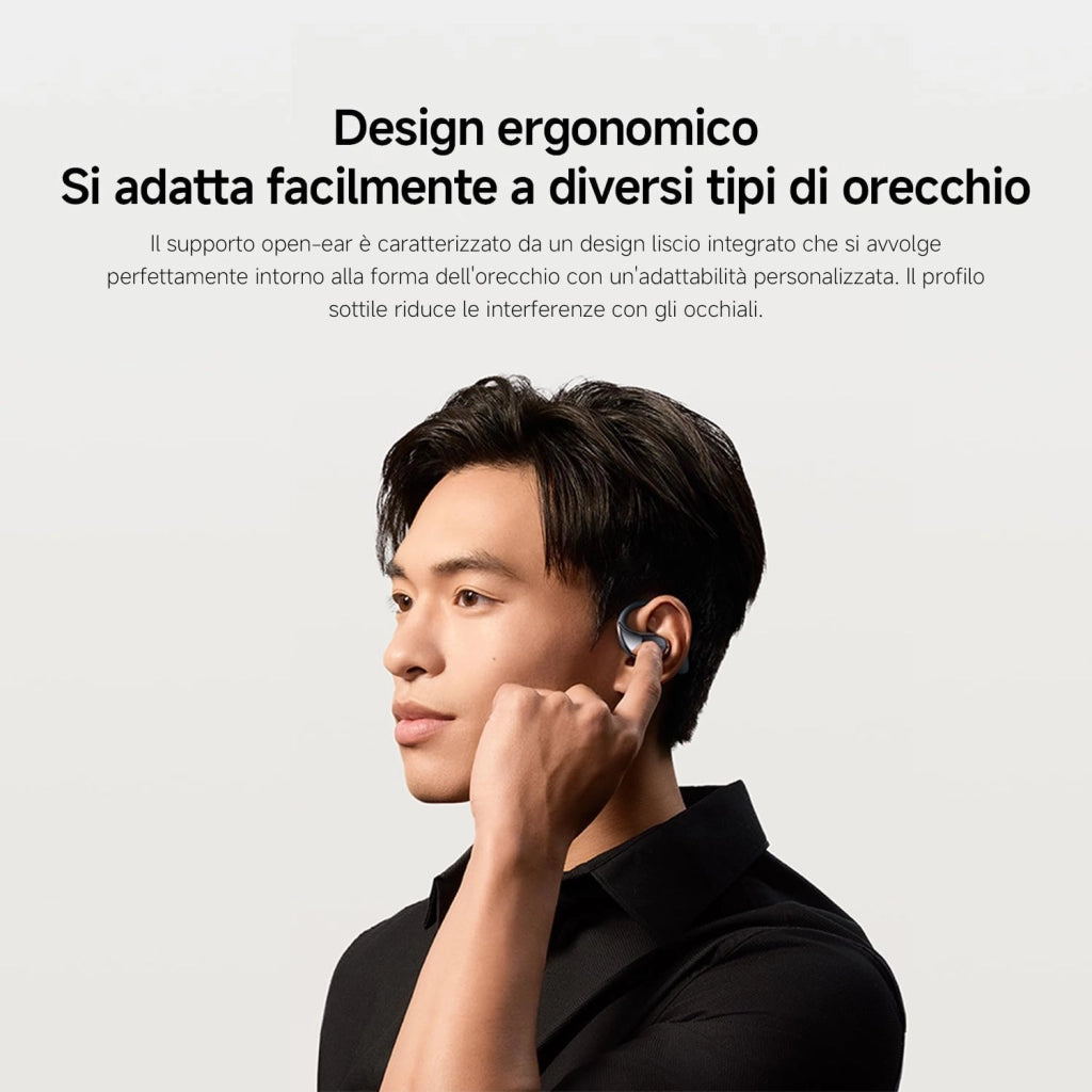 OpenWear Stereo, Cuffie Bluetooth, custodia di ricarica, Hi-Res Audio con driver dinamico, Fino a 38,5 ore di ascolto, Doppio microfono con riduzione del rumore, Design Ergonomico, Beige