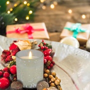 Set 4 Candele in Vasetto con Stelle Ghiaccio – Decorazioni Natalizie in Vetro 5,5 x 5,5 x 6,5 cm