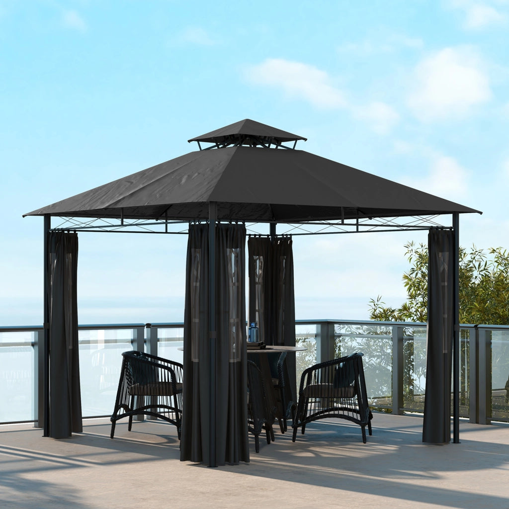 Gazebo da giardino 3x3 ¨C zephmum ¨C grigio scuro