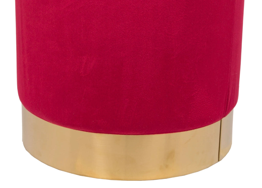 Pouf Salotto/Camera Rotondo Imbottito Modello Cilindro Velvet In Tinta Unita - Pouf - Bordeaux