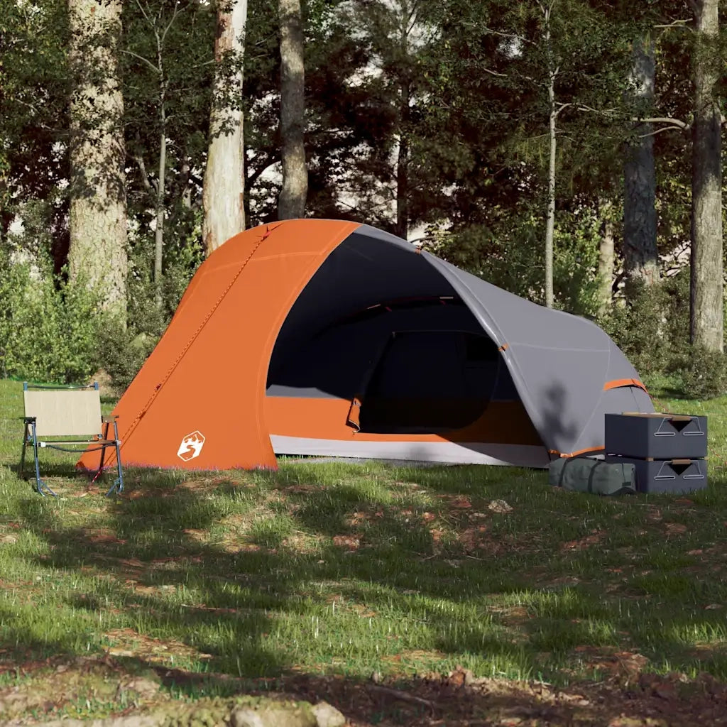 Tenda da Campeggio a Cupola 4 Persone Grigio e Arancione Impermeabile 94729