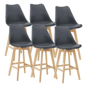 Set di 6 sgabelli da bar in plastica sintetica finitura faggio 105 x 48 x 58 cm grigio 03_0008726