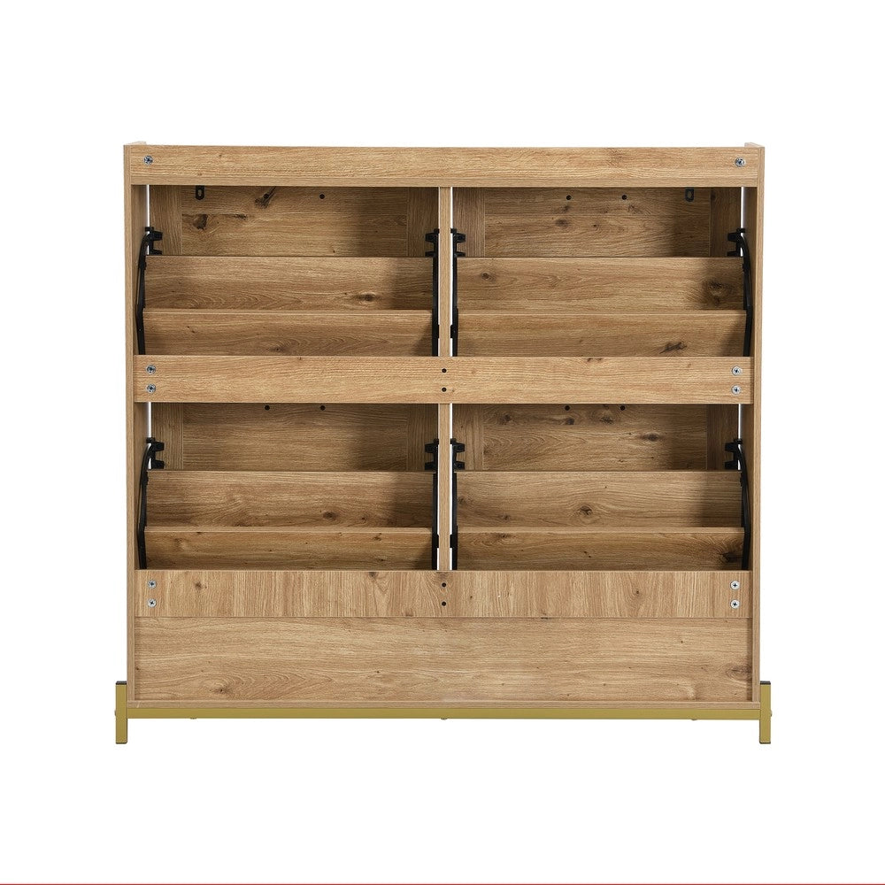 Scarpiera in Legno con Ante in Rattan e Ripiani ¨C MINIMAL ¨C 4 Ante, Metallo