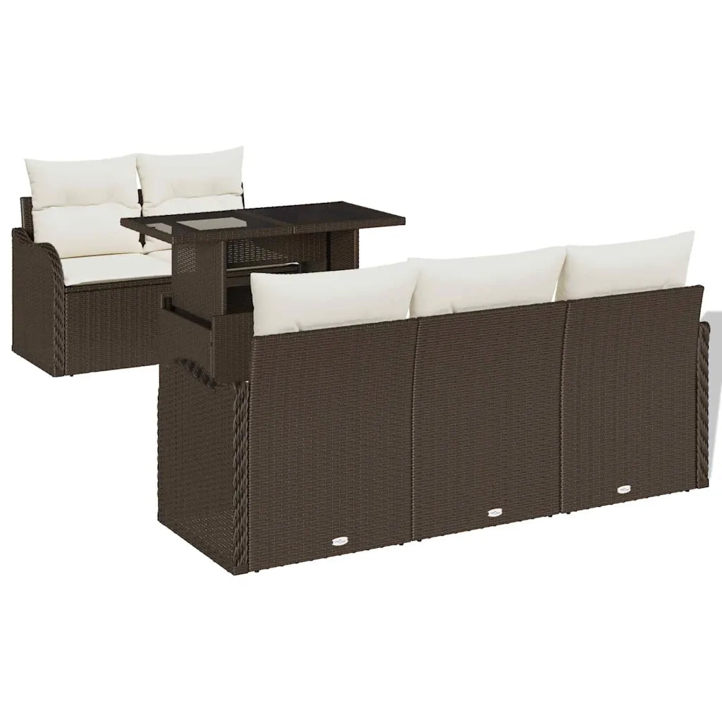 Set Divano da Giardino 6 pcs Marrone Rattan in Polipropilene 3357111