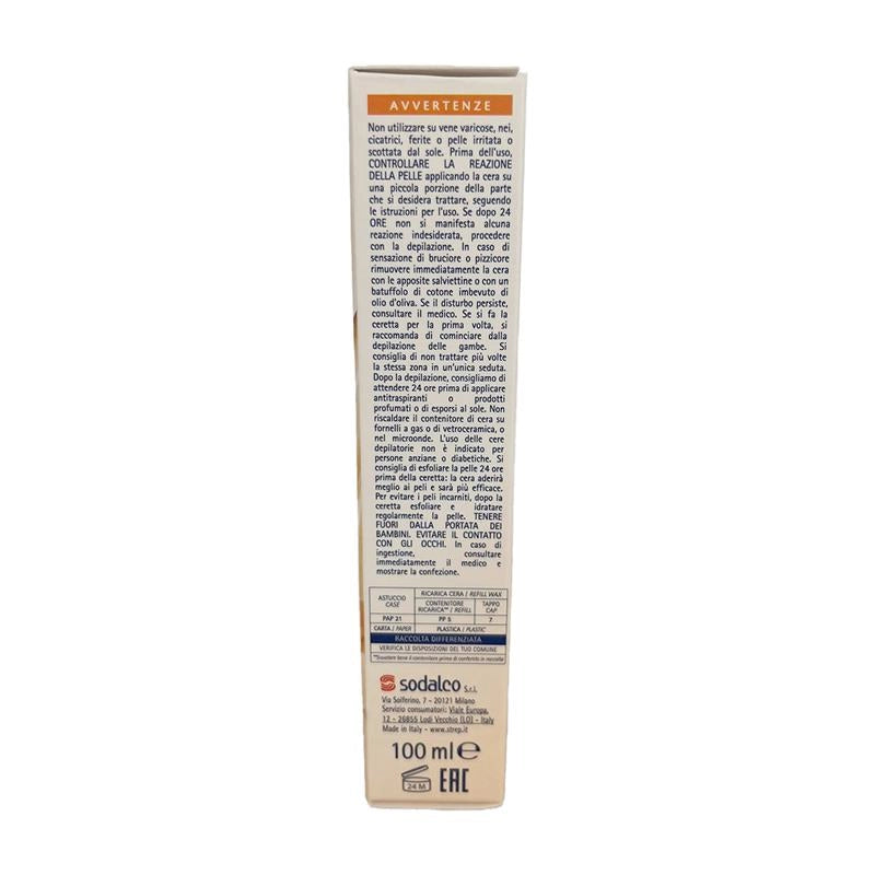 STREP CERA DEPILATORIA RICARICA A RULLO STESURA IMPECCABILE ED UNIFORME CERA NATURALE CON OLIO D'ARGAN PER PELLI NORMALI 100 ML