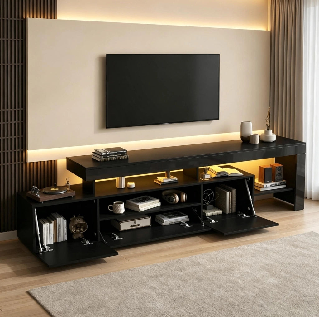 Mobile TV lucido con LED e ampio spazio contenitivo