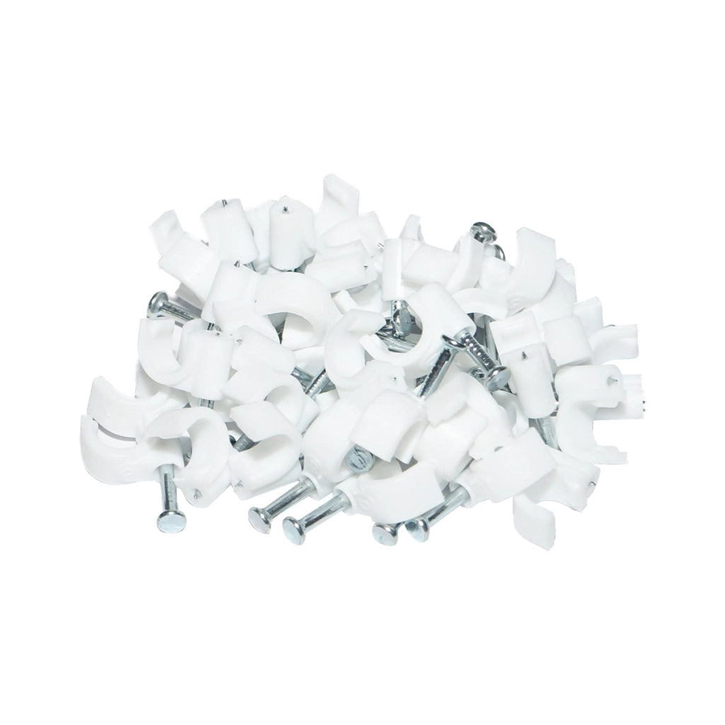Fermaglio per chiodi in plastica da 6 mm per fissaggio cavi, 100 pezzi