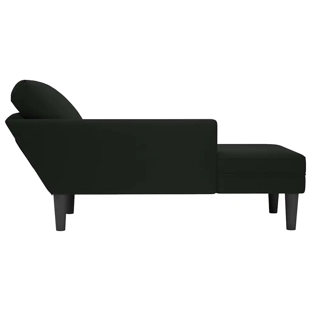 Sdraio con Cuscino e Bracciolo Destro in Velluto Nero CFW7847112