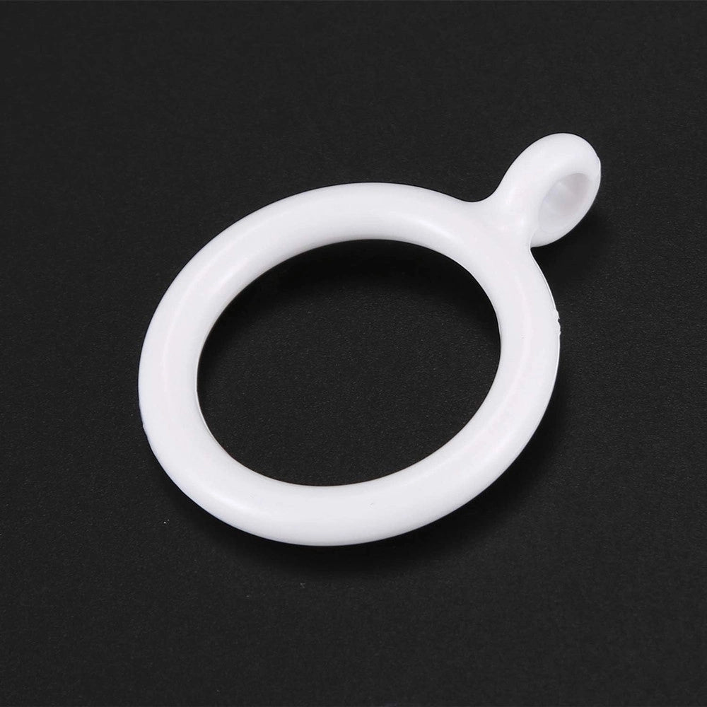 Trade Shop - Set 8 Pz Anelli Gancio Ad Anello Per Tende In Plastica Da 45 Mm Bianco Tondi Bagno 87352 -