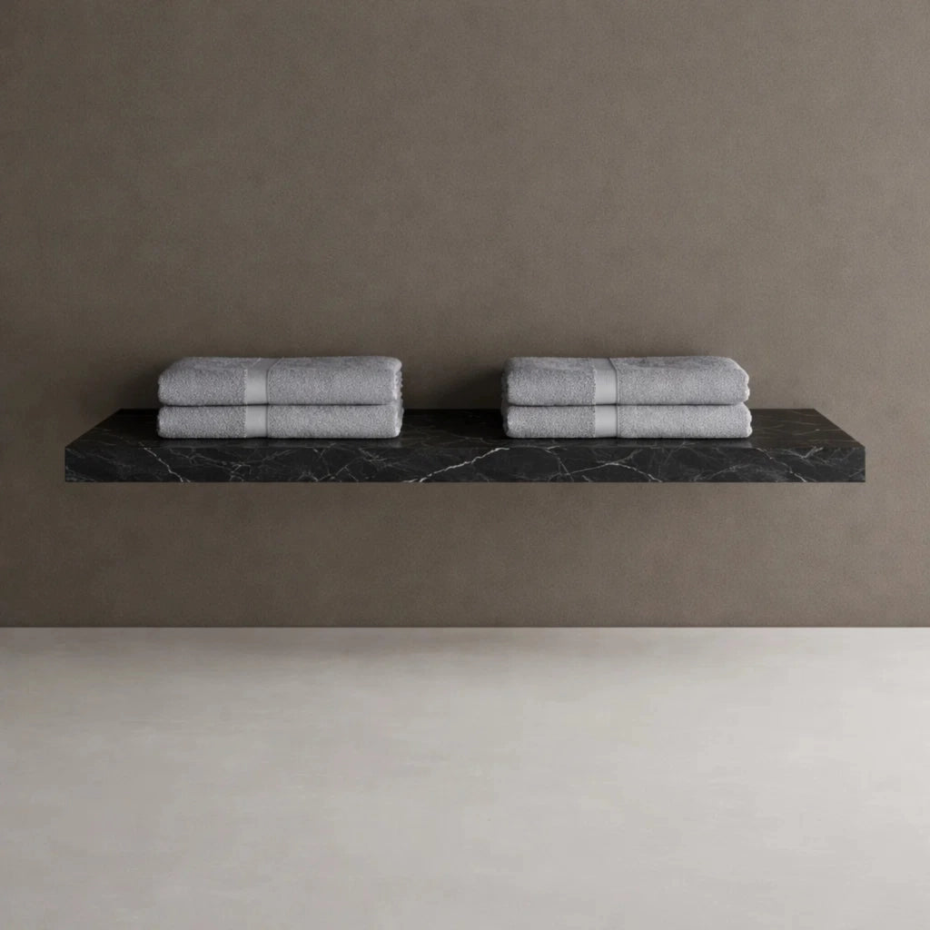 Mensola inferiore lavabo sospeso astrid in stone nero e bianco venato *** finitura- nero, confezione 1