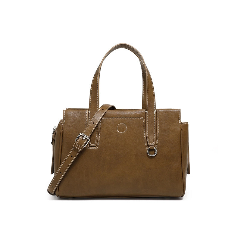 Borsa a tracolla da donna in vera pelle marrone