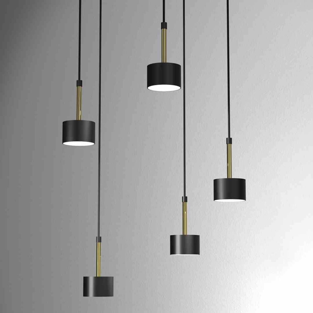 Lampadario sospeso Milagro Arena nero/ottone Ø44 5 luci