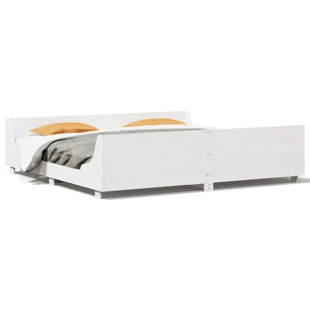 Giroletto senza Materasso Bianco 200x200 cm Legno Massello Pino