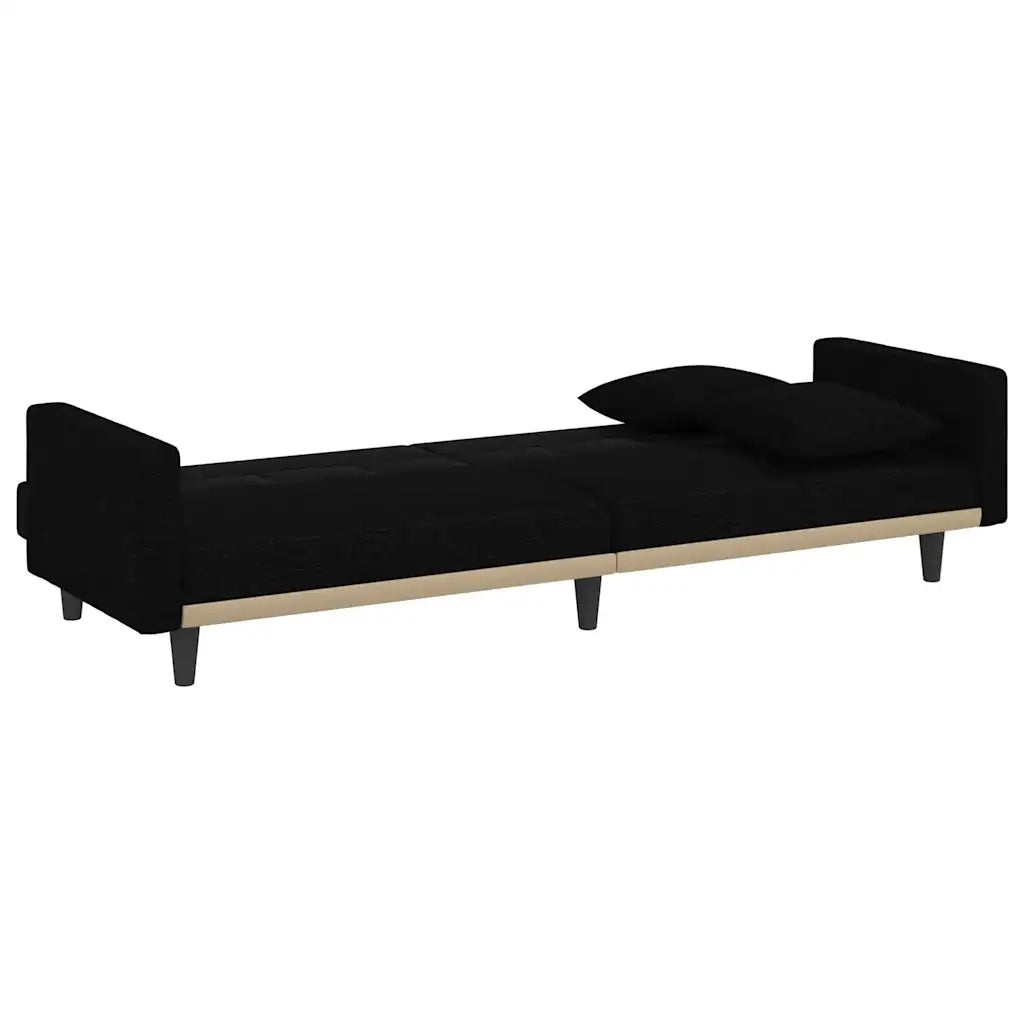 Divano Letto con Cuscini Nero in Tessuto 351877