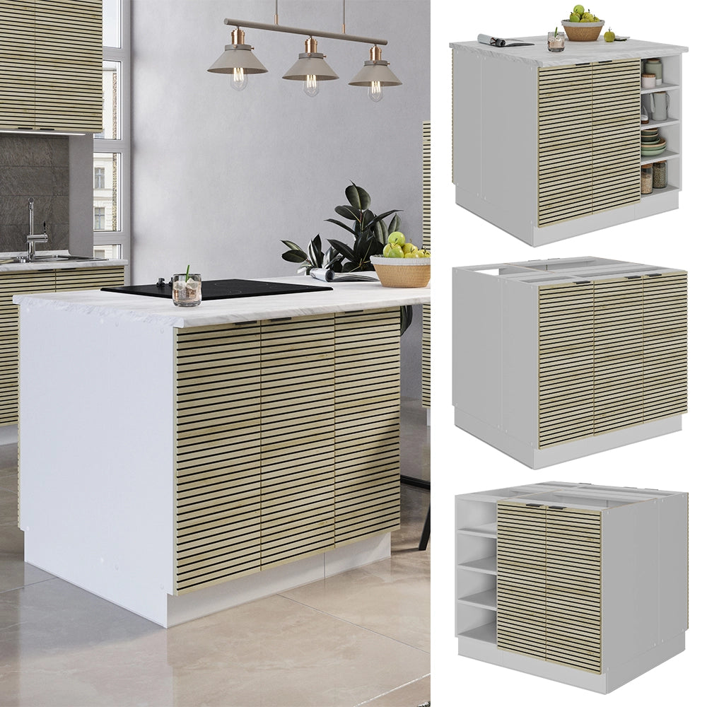 Isola cucina Fame-Line Pannello in quercia/Bianco 90 cm senza piano di lavoro Vicco