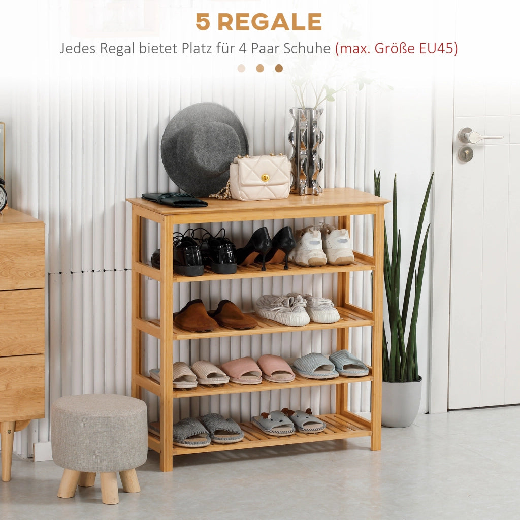 Scarpiere con scaffali in bamb¨´ ¨C zephmum ¨C 4 ante, naturale, 60x40x138 cm