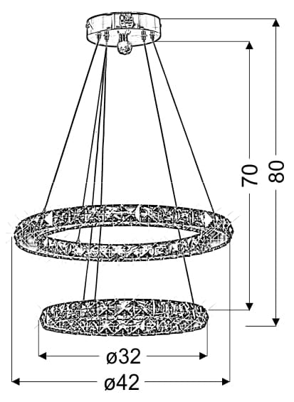 Lampadario LED Cristallo Candellux Lords Ø42 Cromato