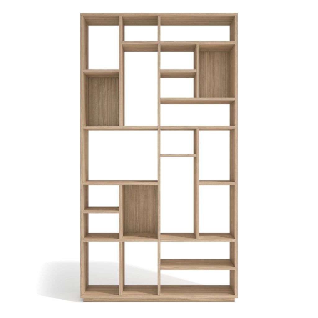 Libreria asimmetrica Herdasa 21 vani effetto finitura noce chiaro