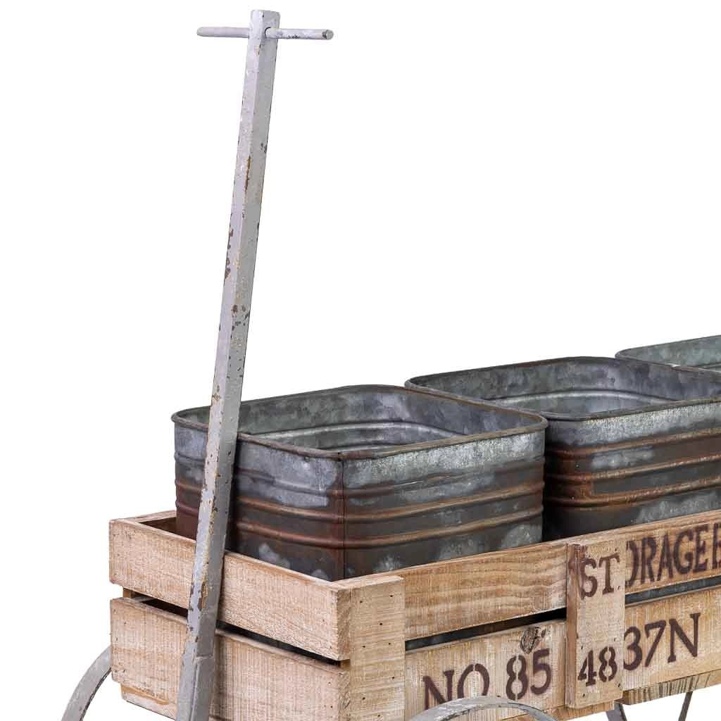 Carrello espositivo in legno e metallo marrone, 72,39x28,58x49,53 cm
