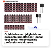Kit di abrasivi a set di 150 pezzi - strisce abrasive - rulli abrasive - corona 80/120 - 3 dimensioni di diametro - con cuscinetto in gomma - kit abrasivo