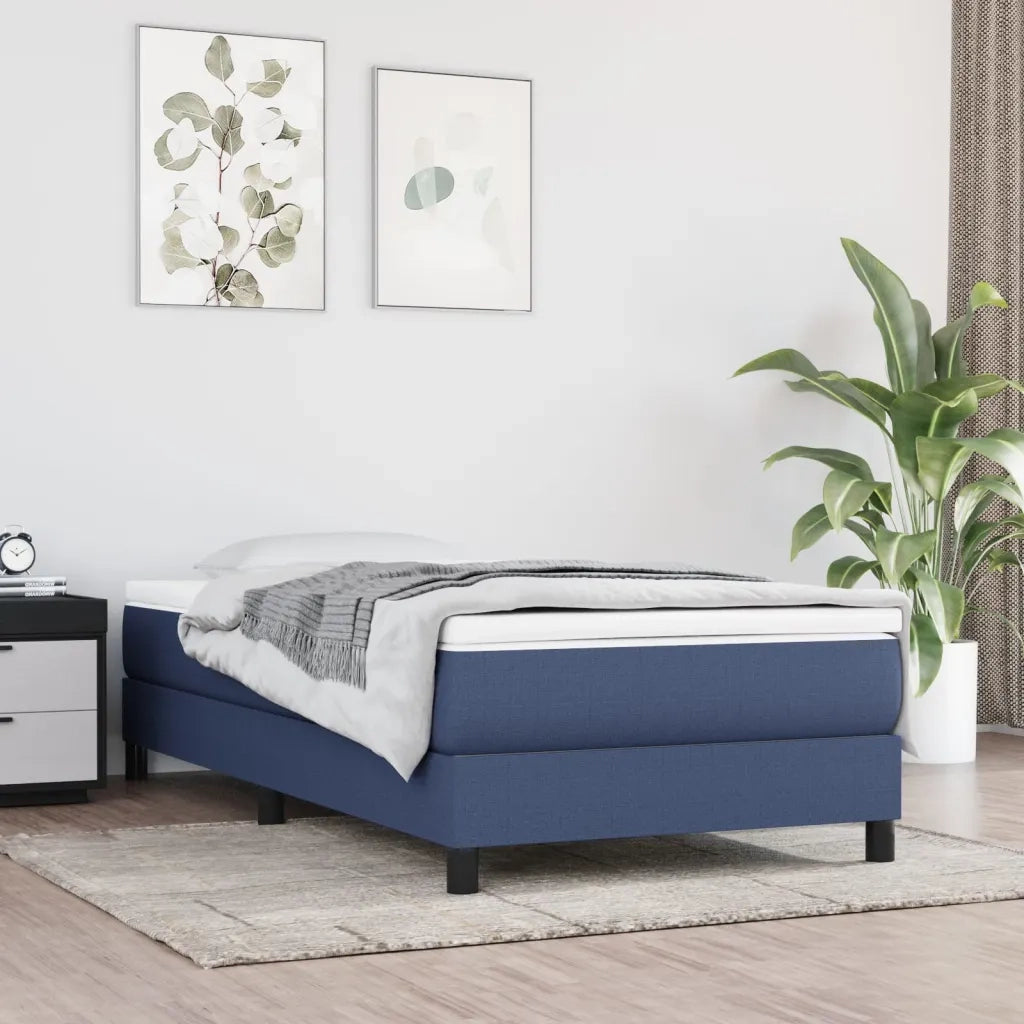 Struttura Letto a Rete a Molle-Giroletto Blu 80x200 cm in Tessuto 784989
