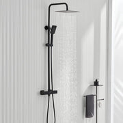 Sistema di Doccia con Termostato Nero - Set Completo di Doccia a Pioggia con Tubo e Doccia Manuale