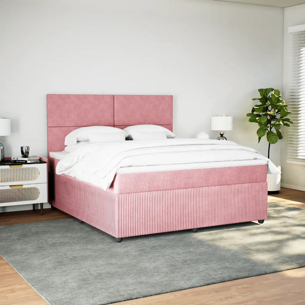 Giroletto a Molle con Materasso Rosa 180x200 cm in Velluto