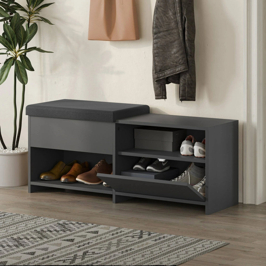 Mobile Portascarpe Nuri, Scarpiera 8 Paia, 120x41x51h cm Nero Antracite