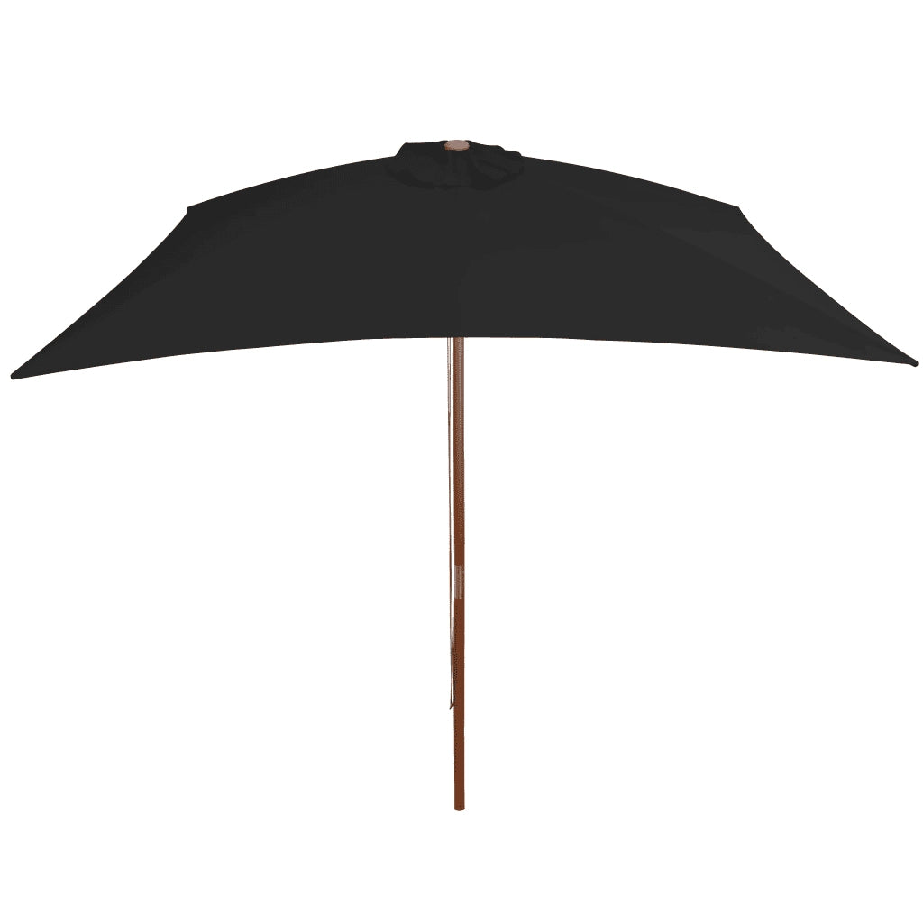 Ombrellone da Giardino con Palo in Legno Nero 200x300 cm 313760