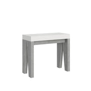 Consolle allungabile 90x40/196 cm Naxy Mix Small piano Bianco Frassino - Bianco Frassino/Cemento