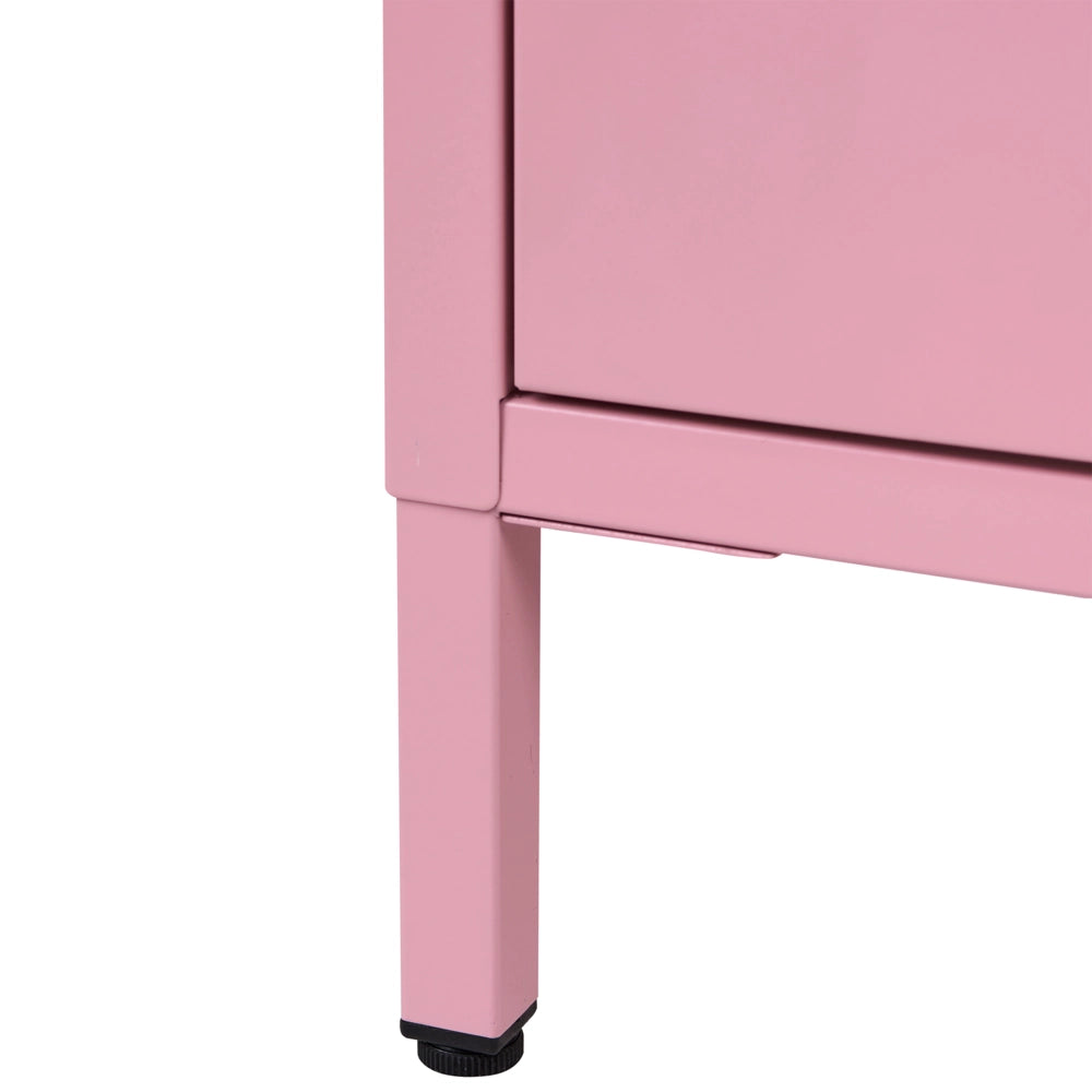 Comodino in Acciaio Rosa Design Industriale 2 Cassetti Camera da Letto Mobili Contenitori