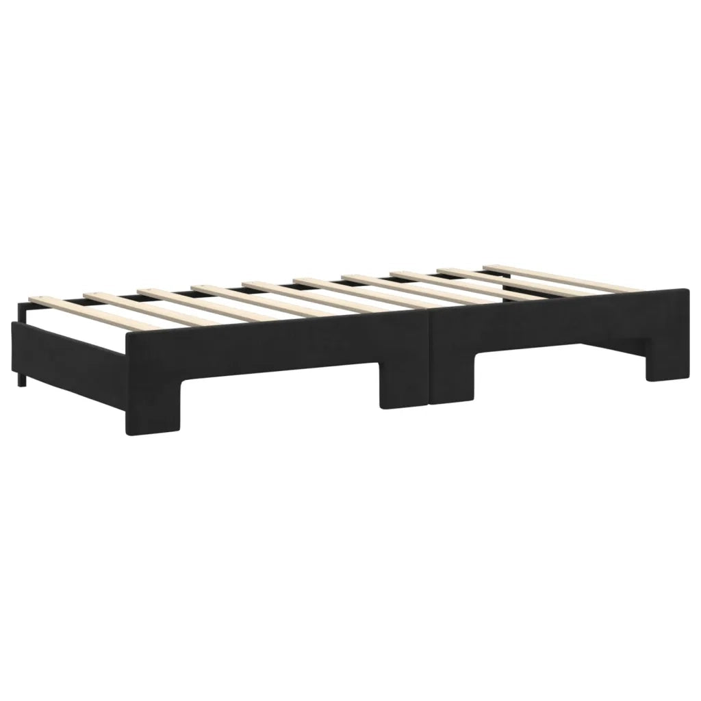 Divano Letto Estraibile con Cassetti-Sofa Letto-Daybed Nero 90x190 cm in Velluto 873032