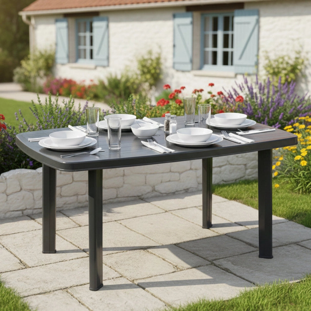 Greggs, Tavolo da Esterno 6 Posti Made in Italy, 137x85x72h cm Nero Antracite