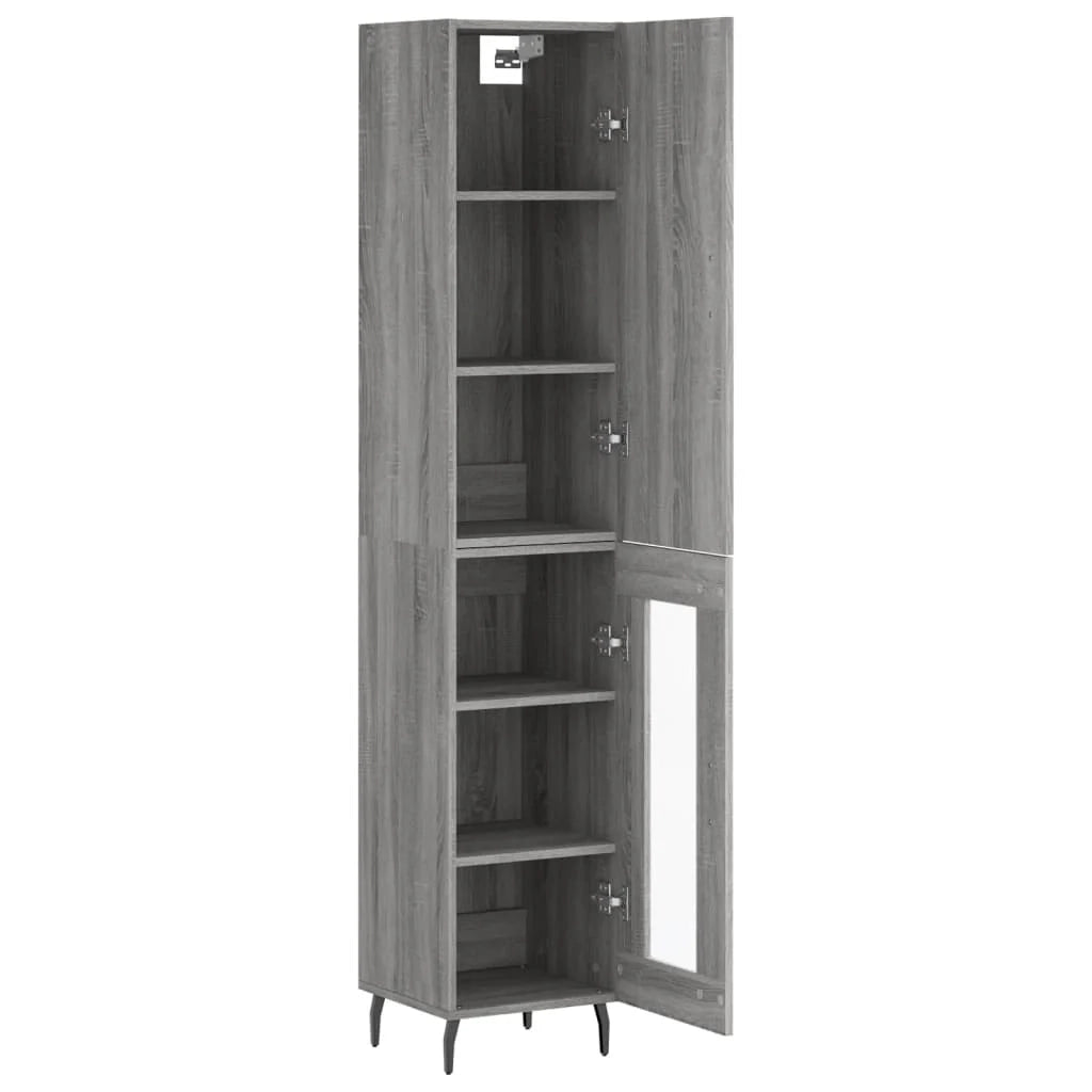 Buffet credenza cassettiera armadio mobile contenitore organizer cucina soggiorno salotto rovere Sonoma alto 34,5 x 34 x 180 cm legno ingegnerizzato grigio 02_0035328