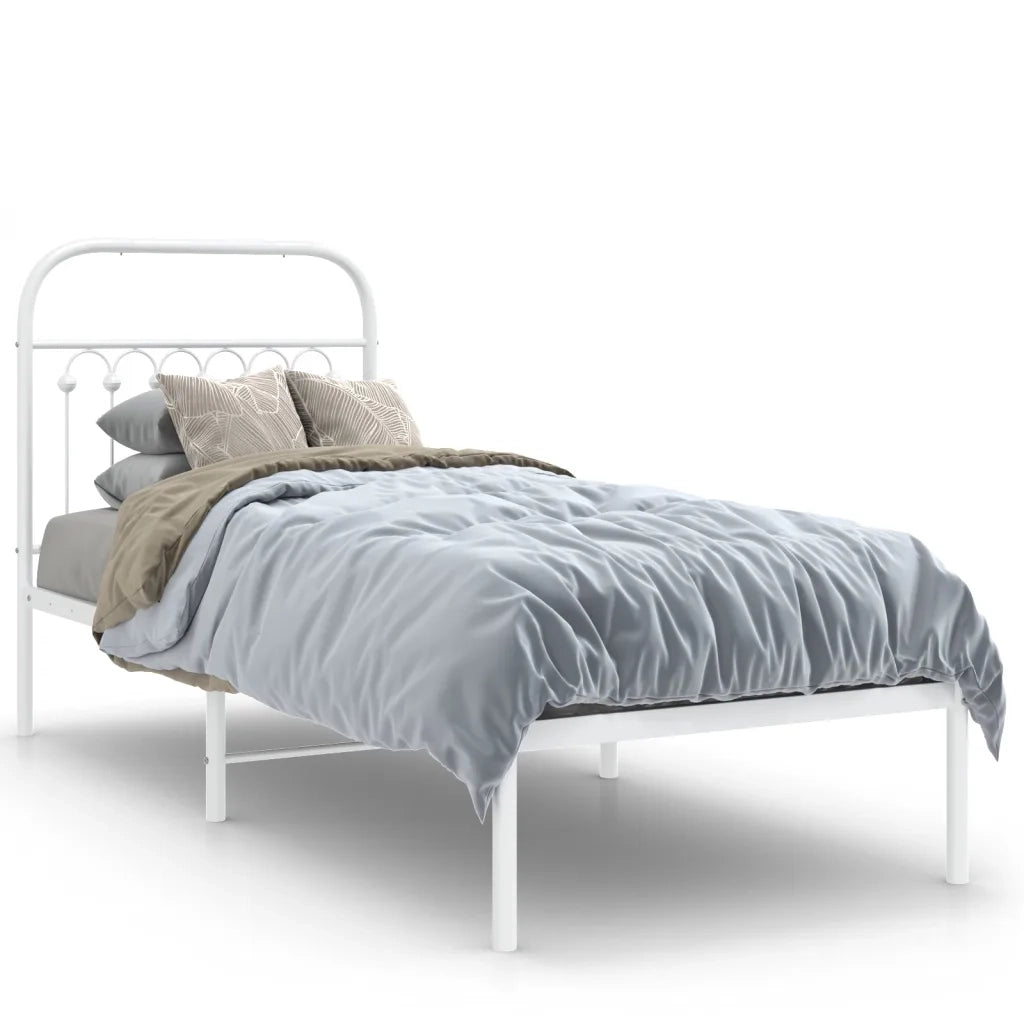 Giroletto senza Materasso con Testiera-Struttura Letto Metallo Bianco 75x190 cm 269934