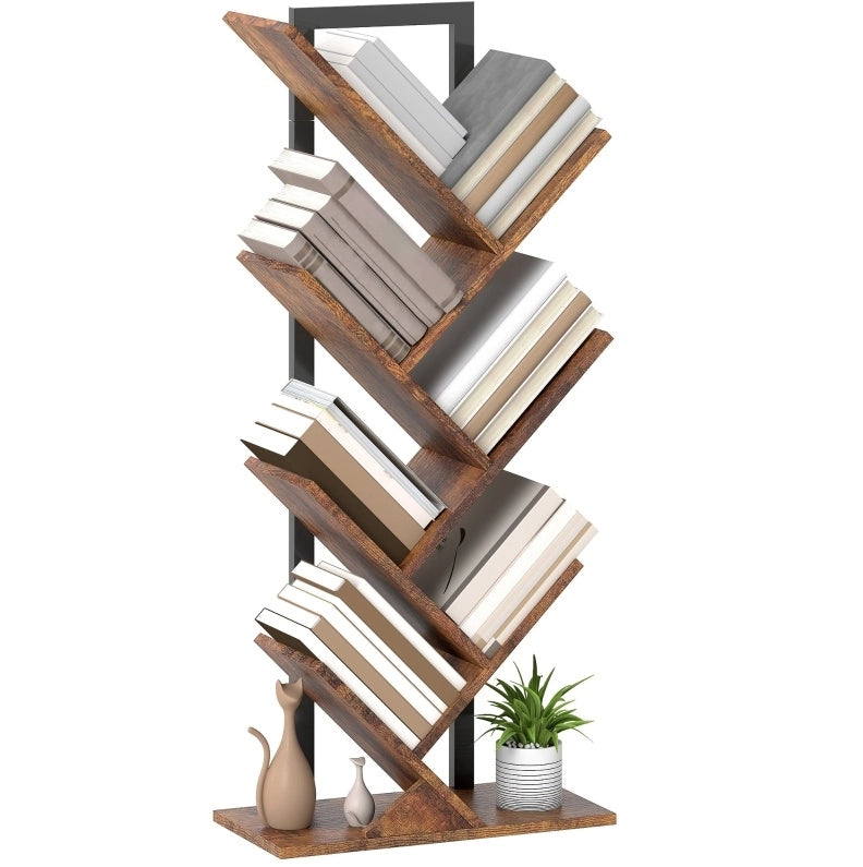 Libreria stretta a forma di albero con 7 ripiani