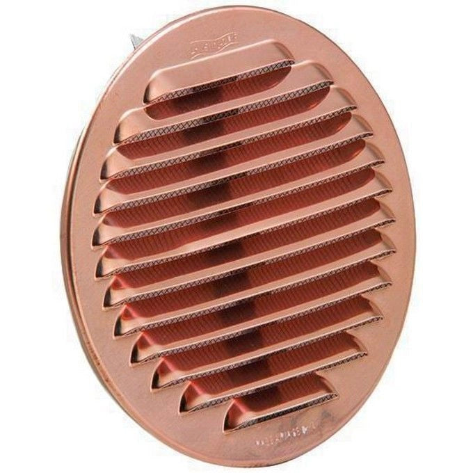 Vigor Griglia di Aerazione Tonda in Rame con Rete Antinsetti diametro foro 80-125 mm diametro esterno 140 mm