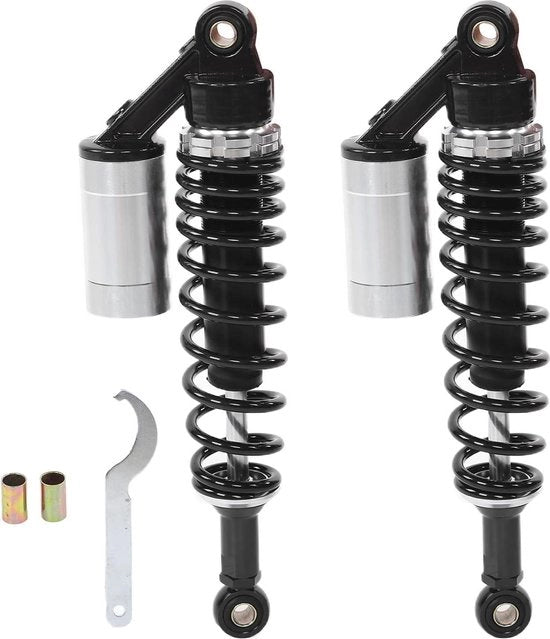 Sistema di assorbimento di shock per paio di ruote 340mm universale per sospensione posteriore invernale per ATV e SUV - Nero e argento.