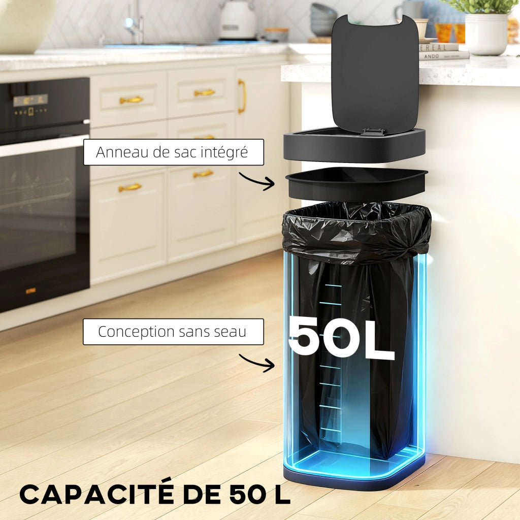 Bidone Cucina Automatico 50L ¨C zephmum ¨C Crema 26.5x35.5x68cm