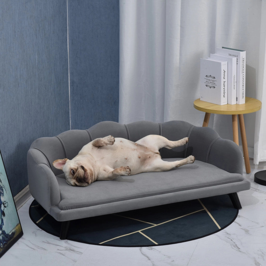 Divano per Cani Taglia Medio-Grande 98,5x60,5Px35 cm in tessuto Grigio