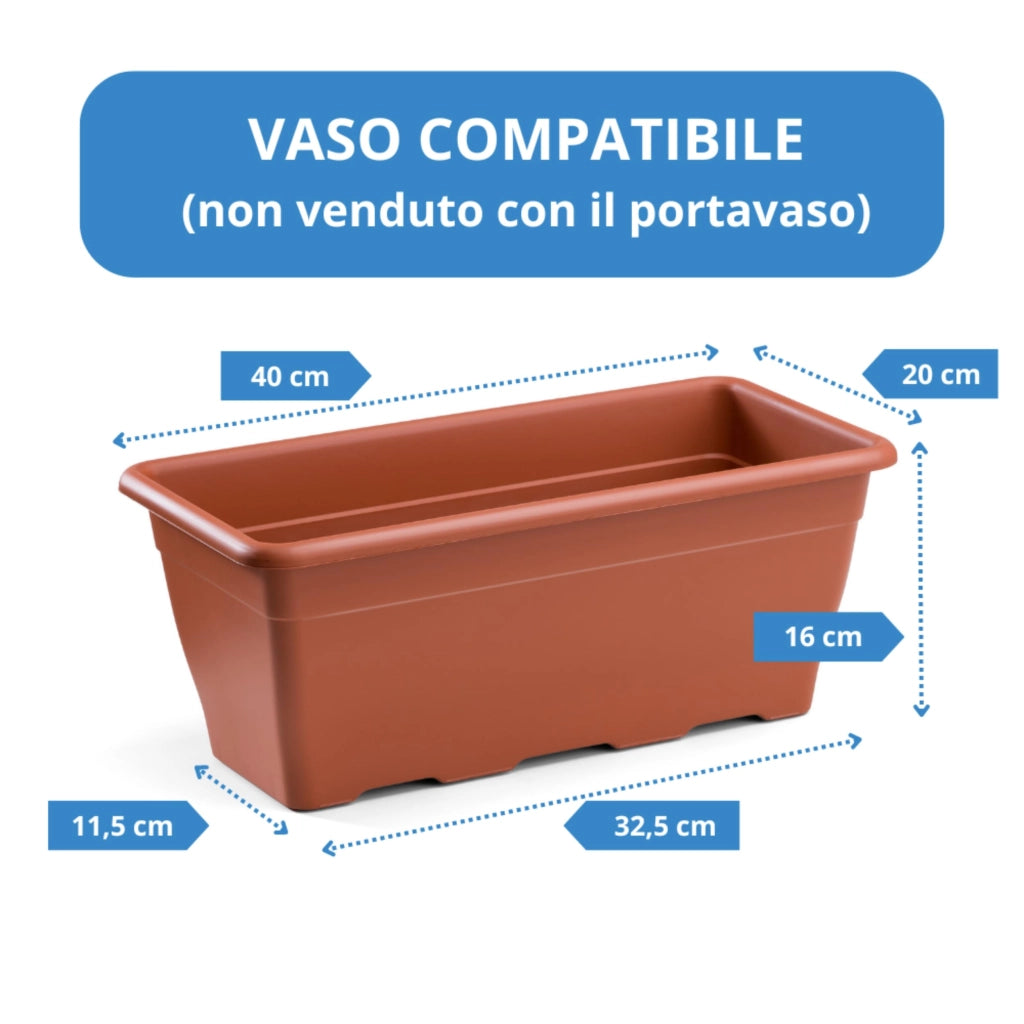 Andrys Portavaso da Fiori per Vasi da 40cm - Fioriera in Acciaio (Nero)