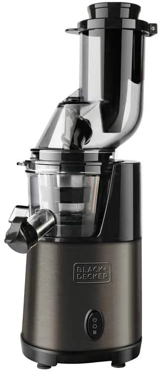 Black+decker bxje200e - estrattore di succo, estrazione lenta, 200w, 70 rpm, funzione inversa, imbocco da 80mm, sistema antigoccia, facile da pulire, finitura in acciaio inossidabile anti-impronta [classe di efficienza energetica a]