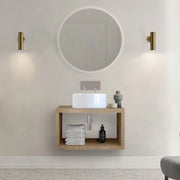 Mensolone bagno 60 cm rovere miele con vano a giorno per lavabo da appoggio Master