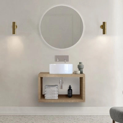 Mensolone bagno 60 cm rovere miele con vano a giorno per lavabo da appoggio Master