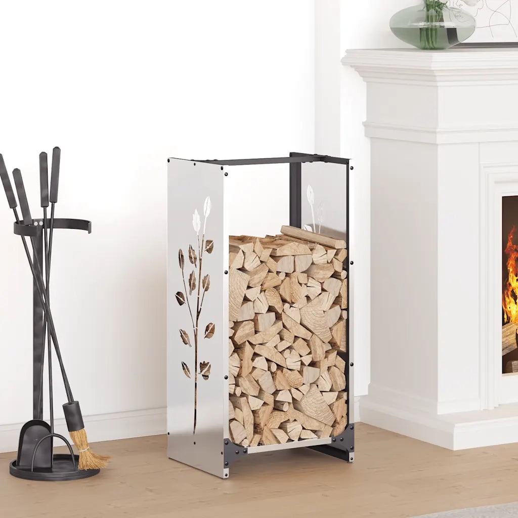 Rastrelliera per Legna da Ardere 40x30x80 cm in Acciaio Inox 864223